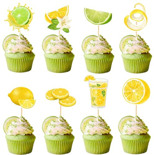 Silars tårtdekoration, citroner, 24 stycken citroner, cupcake, toppare, födelsedagstårta, dekoration, lemonader, tårtdekoration, citroner för barnkalas, babyparty, födelsedag