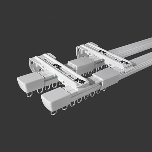 Riel Cortina Doble, Barras Cortina De Aleación De Aluminio, Rieles Cortinas Silenciosos Y Suaves De Montaje Lateral Para Cortinas, Sala De Estar Y Dormitorio(0.85-1.5m)