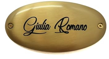 LenCon Incisioni Targa Ovale in Ottone Finitura Lucida 12x6 cm Personalizzata per Porta Ingresso Casa e Ufficio | Ideale per Numeri Civici, Nomi, Studio Professionale
