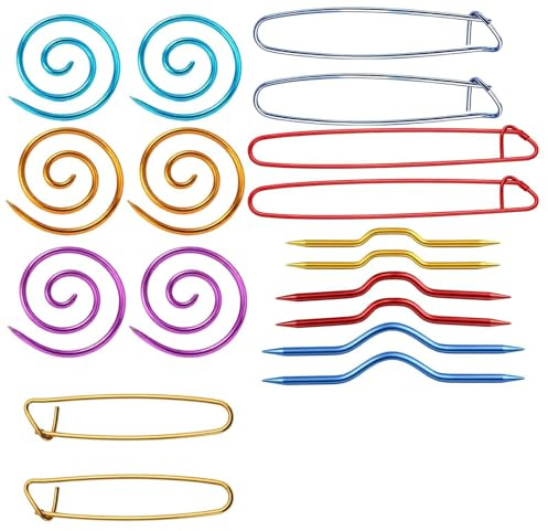 18 Stück Zopfnadeln zum Stricken, maschenhalter, zopfnadel, Verhindert Verlorene Maschen bei Kabelmuster, Ideal für Decken und Schals Projekte, Enthält Drei Größen und Vier Farben