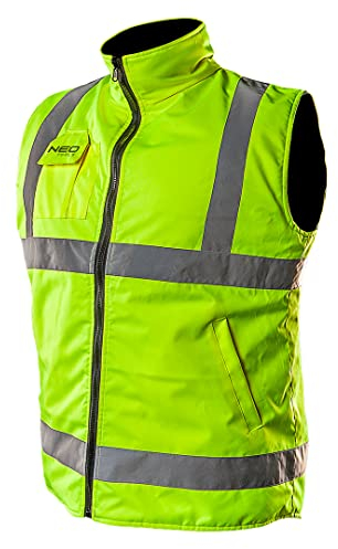 NEO TOOLS 2in1 Herren Profi Warnweste Gelb Wind und wasserdichte Gr. S-3XL | Winterweste, Fleeceweste, Sicherheitsweste Arbeitsweste, Funktionsweste Gr. L