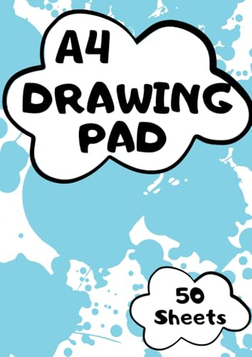 A4 Drawing Pad for Kids: Sketch Book for Children | 50 Plain White Paper Sheets | A4 Scrapbook | 100 Pages (50 Sheets) | Sketchbook A4 Paper