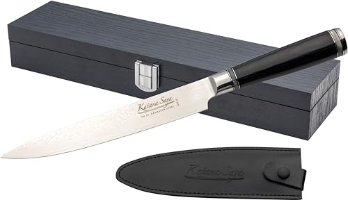 Katana Saya Pakkawood 20cm Carving Knife, Japanese 67-Layer VG-10 Damascus Stainless Steel, Kitchen Knife, Black Pakkawood Handle