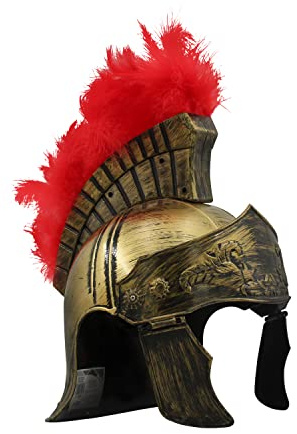 Carnavalife Casco Medieval de Espartano Griego con Ciruela roja, Disfraz Romano de Accesorios Antiguos, Talla única (Kqp-57-dorado)