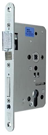 BKS FH Panikschloss Türschloss/Stahltürschloss, Funktion B mit geteilter Nuss, Dornmaß 65mm, Entfernung: 72mm, Stulp: 24x235mm abgerundet, DIN Links, incl. SN-TEC® Montageset (LINKS)