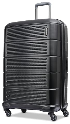 American Tourister Stratum 2.0 Expandable Hardside Luggage with Spinner Wheels, 28 SPINNER, Jet Black