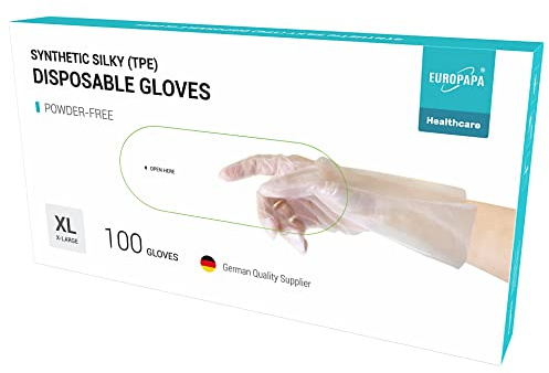 EUROPAPA® 100, 200, 300, 450 st. värdepaket TPE genomskinliga och blå engångshandskar i låda, engångshandskar latexfria gummihandskar puderfria handskar i storlek S, M, L, XL (danssparens-100, XL)
