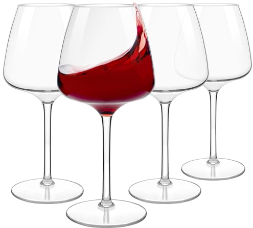 HAHASHOW Tritan-Plastica Bicchiere da Vino Bianco, Set di 4 Divino Calice vino rosso per campeggio festa, Adatto alla Lavastoviglie, 610ml