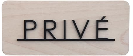 Smile BB- Plaque Privé en Bois, Plaquette de porte Privé - 19,5 x 8,5 cm avec Adhésifs pour Mur ou Porte