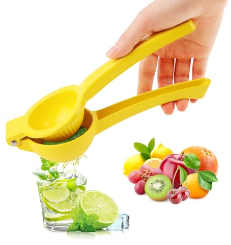 UWOBEFO Manuelle Zitronenpresse, manuelle Zitronenpresse aus Edelstahl, manuelle Zitronenpresse, Zitronenpresse mit ergonomischem Griff, Zitruspresse für Küche, Bar, Restaurant - Gelb, NMJ-H0322