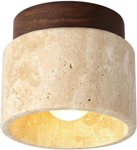 TISTIK Lámpara de Techo de Montaje Semi Empotrado, Piedra Natural, mármol, pequeña lámpara de Techo, Estilo Vintage, Cerca del Techo, para Cocina, Pasillo, Porche, Escalera
