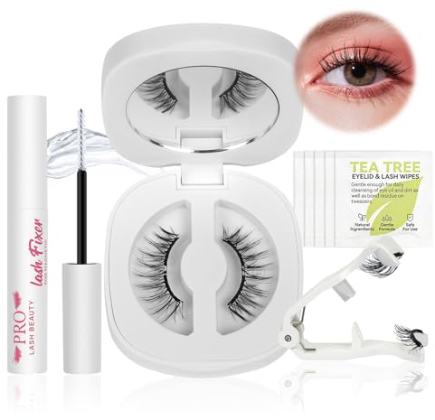 PRO weiche Magnetische Wimpern Set Weich-magnetische Wasado Magnet Lashes Kit Natürlicher Look Wiederverwendbare Wasserdicht Wimpern mit Applikator, Kein Kleber No Glue or Eyeliner Easy(1Paar,Frisky)