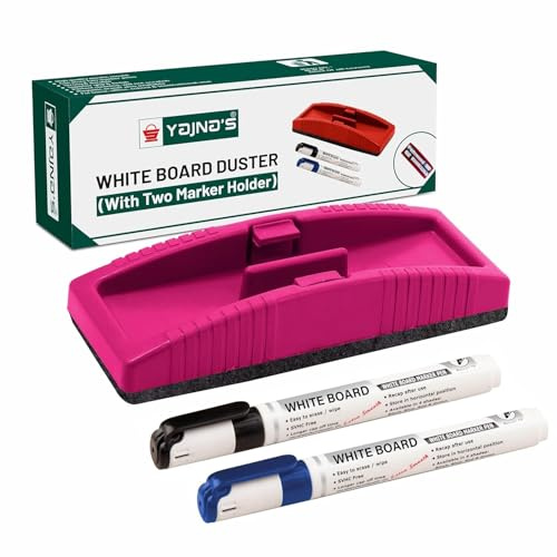 YAJNAS Premium magnetisk whiteboard-dammvippa med 2 markörer | | Whiteboardsuddgummi för radering av whiteboard-markör eller skrivning av skrivtavla | Svarta tavlan dammvippa (blandade färger