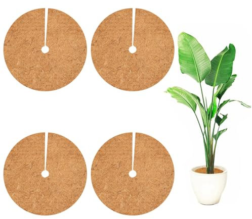 Disque de Fibre de Coco pour Plante, Toile de Paillage Jardin Tapis de Coco Plantes Protège Les Racines des Plantes Disques Paillage Hivernage Protection pour Plantes en Pot (30cm 4pcs)