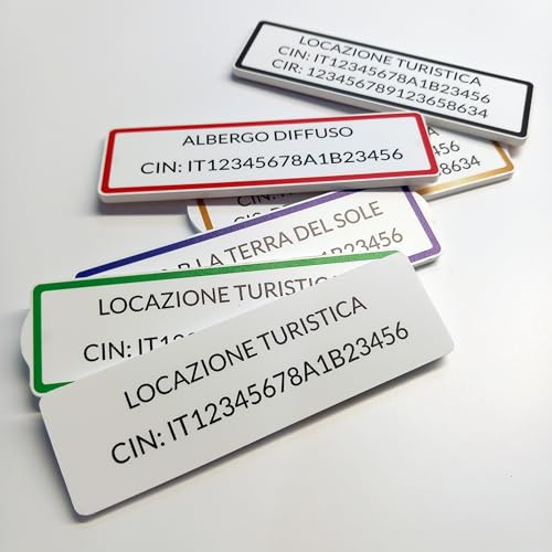 Targhetta personalizzata codice CIN, targhetta per locazione turistica, per strutture ricettive, case vacanza (integrazione CIR), Targa cin personalizzate per casa vacanze con locazione turistica