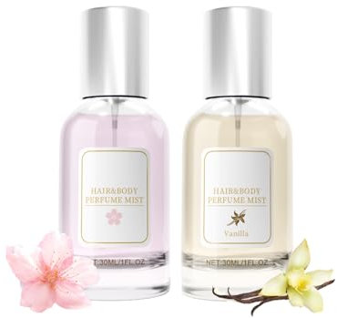 2 Stück Haarparfüm Damen, Hair Perfume für Women, Long Lasting Haar Perfume, Refreshing Body/Hair Perfume Spray für Women, Hair and Body Fragrance Perfume (Cherry Blossom+Vanille)