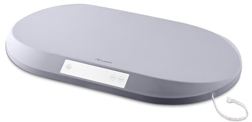 Nukido Babywaage Wiegeschale Baby Waage 40 kg Tragkraft 5 Gramm Genauigkeit Tara Holdfunktion Integrierte Messskala Grau