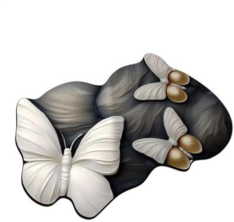 Tapis de cuisine papillon, tapis d'absorption, motif réaliste 3D, absorption des glissements, séchage rapide, tapis de sol à fleurs papillon pour salle de bain et cuisine