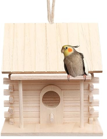 Casas de pájaros de madera para afuera, casa de madera de la casa de pájaros, Jaula de pájaros al aire libre colgables, Caja de reproducción de loros decorativos, casa de pájaros que anidan para el tr