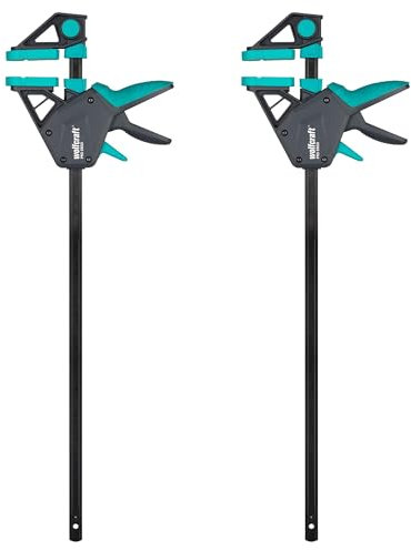 wolfcraft 2 Sargentos monomanual PRO Ergo - Fuerza de sujeción 150 kg - 8672060 - El cómodo sargento para todo tipo de usos - ancho de sujeción 450mm