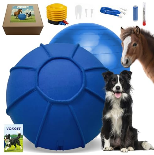 VOXGET Herding Ball for Dogs and Horses, 25 Thickened Durable Herding Ball Set for Australian Shepherd, Interactive Dog Training Toy for Medium Large Breeds Outdoor Play and Exercise Agility (Blue,L)