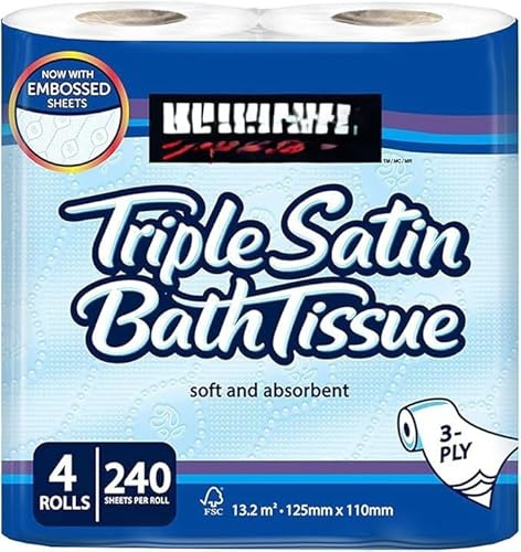 Aammus - KS Soft and Absorbent Triple Satin Premium Bath Toilet Tissue Paper, 4 Rolls 10 Packs White Toilet Roll-10pk by Shop 4 Less