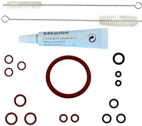 Pflegeset Wartungsset Reinigungsset Ersatzteile Zubehör für Philips Kaffeevollautomat 1200 2200 2300 3200 3300 4300 4400 5400 Series – O-Ring Dichtungen (u.a. 32×40×4 mm) / Silikonfett/Bürsten