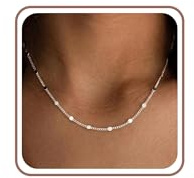 ESPVO 1.5mm S925 Sterling Silver Chains Necklaces for Women Ladies Womens Solid Silver Jewelry Birthday Gifts for Girls Her Mum Auntie Daughter Niece 18in