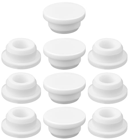Gosknor 10uds Tapa Agujero Desbordamiento Fregadero Silicona, Tapa Redonda Sobrecorriente para Cocina Baño Lavabo Cubierta Drenaje Desbordamiento Inserto Tapón para Hogar (Blanco)