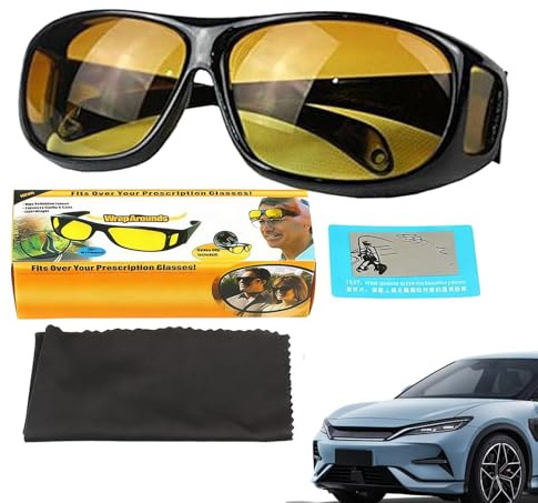 Night Vision Glasses - Windproof Safety Lens, Windproof Anti Glare, Yellow Tint and UV Protection, Night Driving, Glasses for Sand Fog Dusk, Walking Cycling Men Women Sensitivity