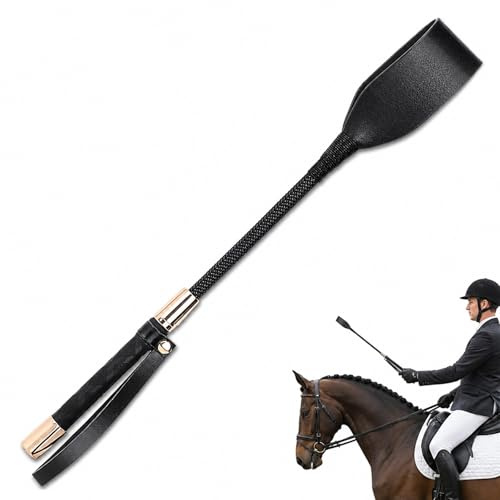 UMEGMBX 33cm Horse Riding Crop – Lightweight Equestrian Training Whip with Anti-Slip Grip – Durable PU Leather Riding Bat for Dressage, Jumping & Ground Work (Black)