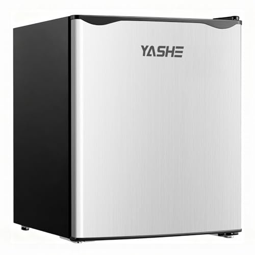 YASHE 52L Frigorifero Piccolo con Congelatore, Mini Frigo da Camera, Termostato Regolabile a 5 Livelli, Porta Reversibile e Silenzioso, Frigorifero Compatto per Ufficio, Casa e Camper