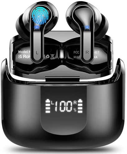 Ordtop Écouteurs Bluetooth sans Fil, 2026 Casque Bluetooth, Stéréo Hi-FI, 48H Oreillette Bluetooth Contrôle Tactile pour iOS/Android
