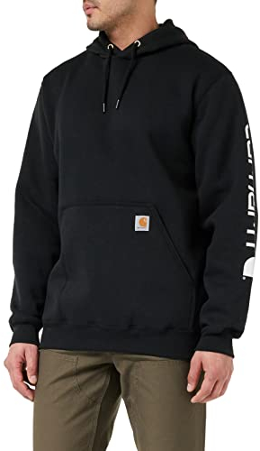 Carhartt Herren Sleeve Logo Hooded Sweatshirt Kapuzenpullover, Schwarz, M