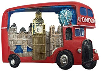 London Gift /Souvenir Fridge Magnet - Red Bus Collage