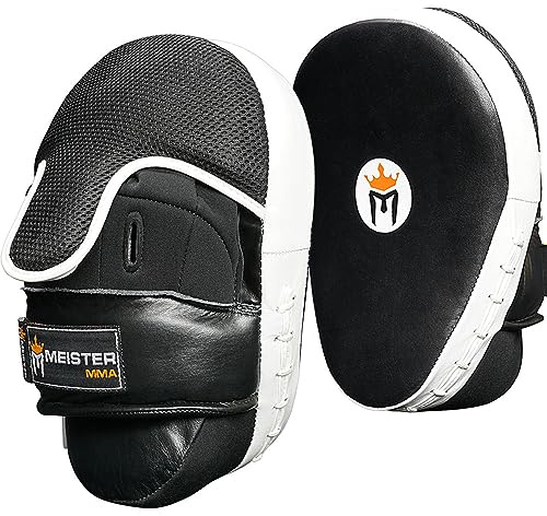 Meister Cowhide Leather Curved Focus Mitts w/Wrist Support (Pair)