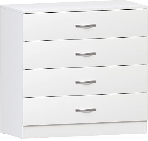 Vida Designs, weiße Kommode mit 4 Schubladen und Metallgriffen, Schlafzimmermöbel