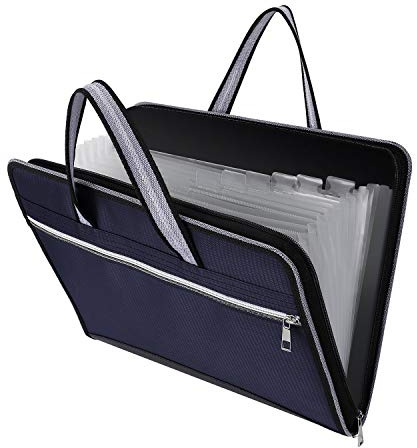 Cartelle di File Espandibili con 13 Tasche, Impermeabile Accordion Documenti Soffietto Organizzatore, Portatile Portadocumenti per Ufficio Casa Scuola e Viaggio (Blu)