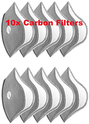 4sold Visière de Protection avec Un Filtre fabriqué en UE, Anti-Spray Anti-Pollution, pour Les Sports en extérieur, Le Cyclisme et la Course (Seulement 10 x Fileter Carbon)