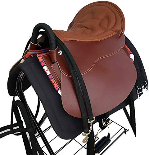 HEWXWX 2020 Pferdesattel, Vielseitigkeitssattel,8 PCS Premium Leder-Reitausrüstung,geeignet für große Reitturniere und Unterricht,C