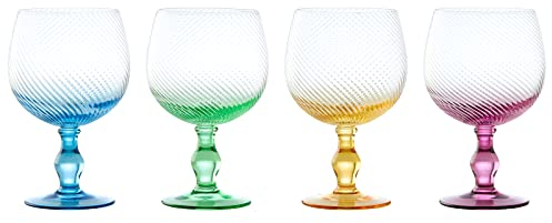 Anton Studio Designs - Juego de 4 Copas de Ginebra Swirl - Juego de Cristalería de Cocina – Juego de Copas Cocteleras – Copas para Bebidas Juego de 4 - Perfecto Para Tu Colección en Casa.