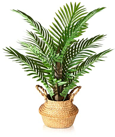 Kazeila Kunstpflanze Palme Groß 70cm Kunstpalme Fake Plastik Pflanze Künstliche Pflanzen Areca Palme für Dekoratives Wohnzimmer Wohnung Balkon Büro(1Pack)
