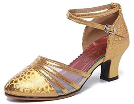 TangDao Damen Salsa Latin Tanzschuhe Tango Schuhe Riemchen Blockabsatz Pumps（Gold.EU 38Normal