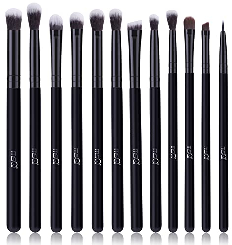 MSQ 12 Stück Augenpinsel Set Lidschatten Pinselset Augen Pinselset Makeup Augenbrauen Pinsel Set Zum Verblenden Von Lidschatten Puder Highlighter Concealer Lidschattenpinsel 3rein Schwarz