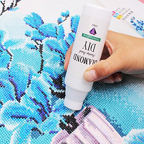 Diamond Painting Sigillante, 120 ml, per pittura con diamanti, ad asciugatura rapida con testa in spugna, fai da te per diamante, fissaggio superficiale, colla lucida