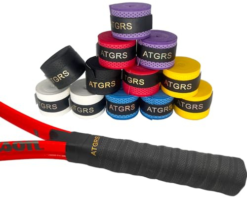 Tennis Grip Embossing Top Absorb Moisture Racquet Grip Tape Advanced Elasticity Anti-Slip Overgrip for Tennis Badminton Racquetball Grip Squash Racquet (Embossing-12 Colors)