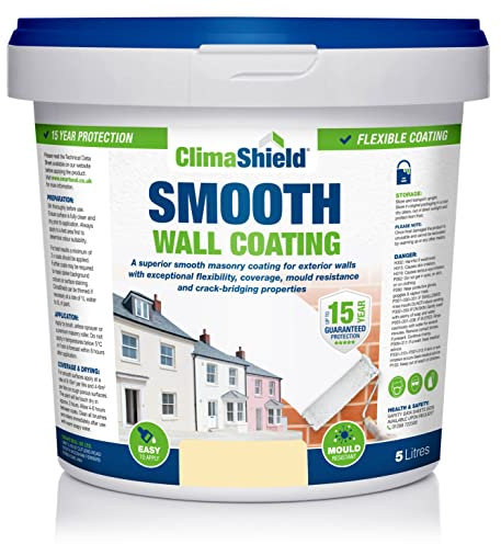 SmartSeal Climashield Smooth Wall Coating - Ivory Glow, 5L - Outdoor Wall Paint & Coating - Waterproofing Exterior Wall Paint, 15 Year Protection for Brick, Stone, Concrete & Rendered Walls
