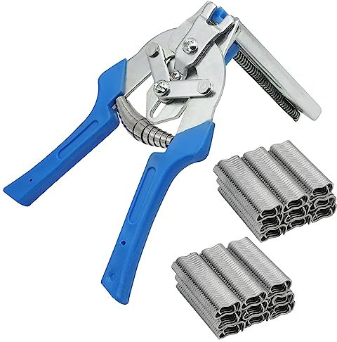 BREUAILY Typ M Nagelringzange mit 1200 M Nägeln Rapid Zaunzange mit Kunststoff Griff Drahtbefestigungszangen zaunklammern zange Zaun Wartung Schweißen Handwerkzeug