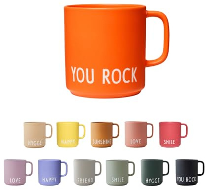 Design Letters Kaffeebecher Porzellan Orange YOU ROCK | Dekorativ Kaffeetasse | Personalisierte Geschenke, Hochzeitsgeschenk | Schöne Tassen | Tasse mit spruch | Tasse Lieblingsmensch 250 Ml