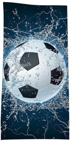 Football Badetuch, Kinder Football Handtuch, Baumwolle Frottee Velours Badetuch Dunkelblau Marineblau Football, Jungs Schnell Trocknend Strandtuch Stranddecke Saugfähig Leicht Badehandtuch Reisetuch